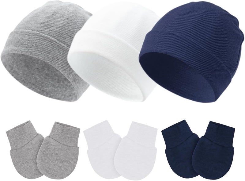Fecawd Baby Hats and Mittens Newborn Hats Gloves Infant Beanie Soft Cap Mitten Sets for 0-6 Months Boys Girls - Image 1